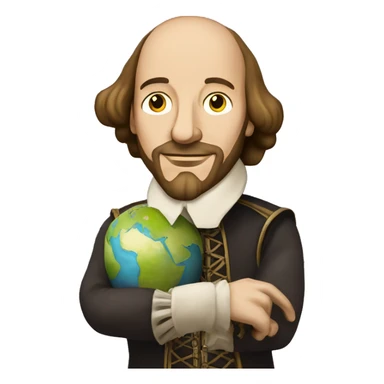 William Shakespeare holds the earth in his hands sticker