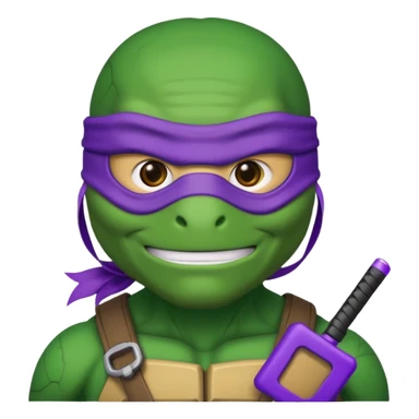 Donatello from Teenage Mutant Ninja Turtles, emoji style, with a tech accessory sticker