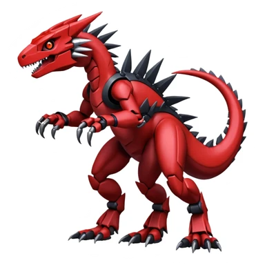 Cool Edgy Black Red Digimon-Fakemon-Guilmon-Velociraptor-Dragon-Mecha full body sticker
