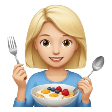 haz una chica rubia desayunando sticker