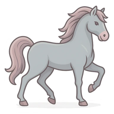 Edit the horse symbol of the year in Feng Shui, Chinese Eastern style with thin clean contours, soft rounded shapes, pastel palette #98B5BC, #B5B3C1, #C9A3C9, #E4C0CA, #F7DCD1, #F7C0AA, detailed shadows and highlights, soft lighting, transparent background, less cute, no decorative elements. Silhouette and appearance as in the reference. sticker