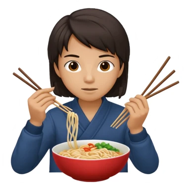Create a person having noodles dinner. sticker