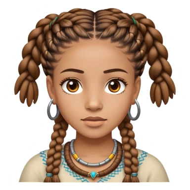 Tan Girl with brown eyes and Fulani braids  sticker