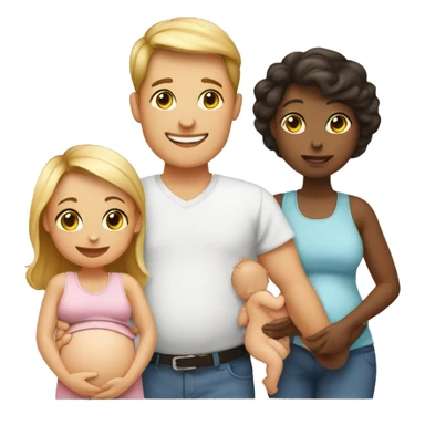Familie and baby with a positieve pregnantcy test sticker