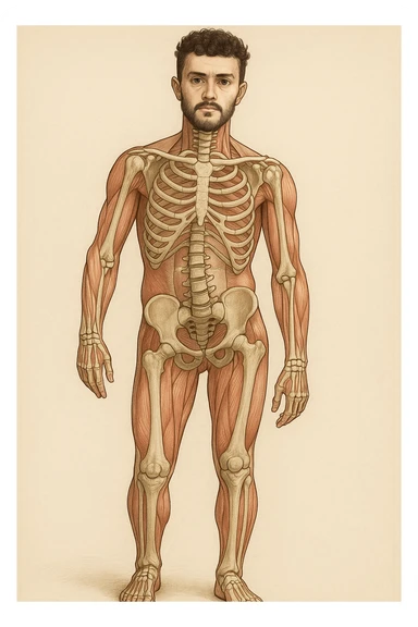 Uomo con problemi di asimmetrie e bacino inclinato, visione anatomica senza scritte sticker