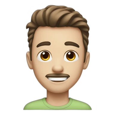 boy with big eyebrows, big teeth, pale skin, brown hair, mustache sticker