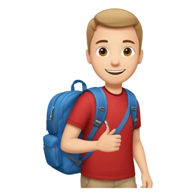 Tourist Character in Red Shirt Moving with purpose through the terminal. sticker