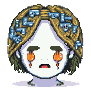 sobbing face with question marks sticker