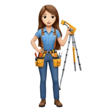 beautiful girl with long brown hair constructing new lounge room area with flat screen tv and couch sticker