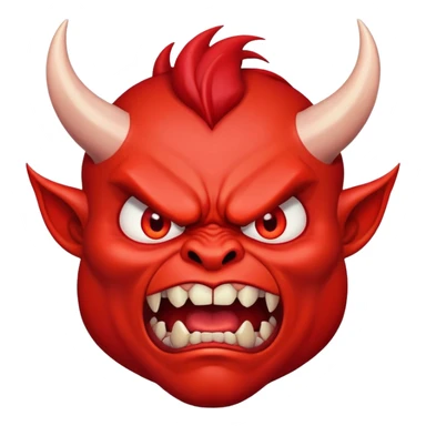 angry devil with red face, horns, and furious expression sticker