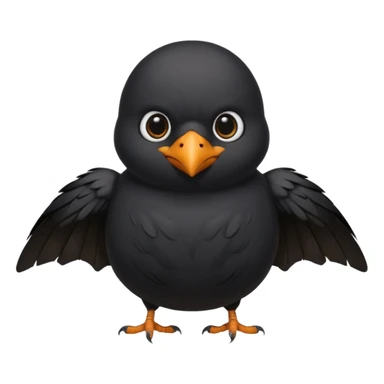 fat cute crow with bat wings sticker