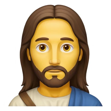 Jesus Christ, simplified iconic yellow face, gentle expression sticker