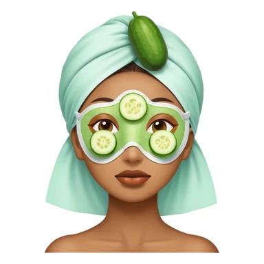 Mujer con mascarilla y pepinos en los ojos sticker