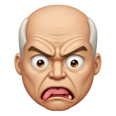 an angry face with his tounge sticking out sticker