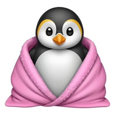 penguin in a pink blanket sticker