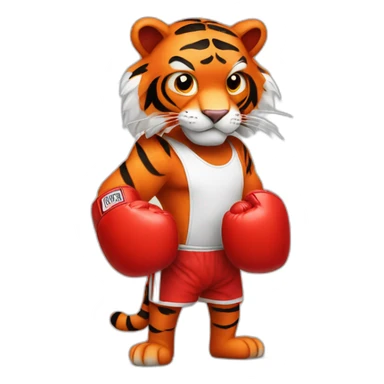 Red fur Tiger wearing boxing gloves  sticker