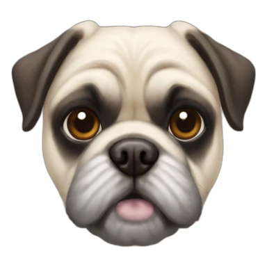 A pug cross bred with a schnauzer with fully white furr and brown eyes sticker
