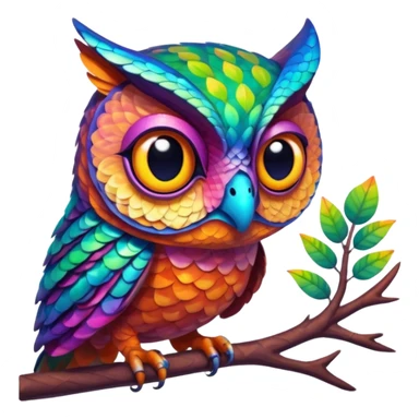 Whimsical fusion of owl and chameleon sticker