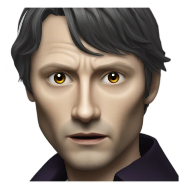 young mads mikkelsen as an angry black haired vampire sticker