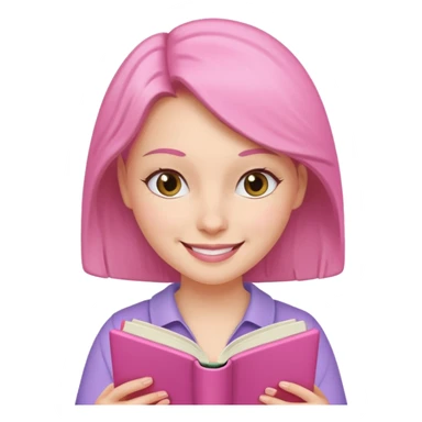 WOMEN reading a pink book emoji sticker