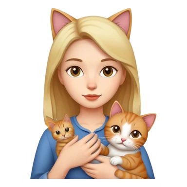 woman holding a cat sticker