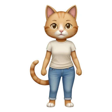 female cat anthropomorphised wearing jeans and a t-shirt walking upright sticker