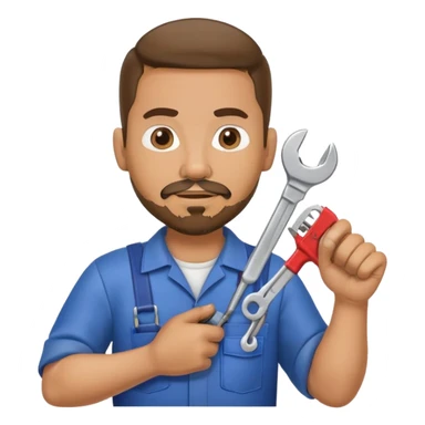 hispanic HVAC repairman action figure with goatee beard holding a wrench and refrigerant gauge sticker
