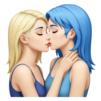 blue haired woman kissing blonde haired woman sticker