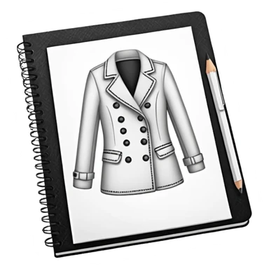 fashion clothe skecth on sketch book, with pencil sticker