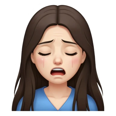 Very long hair Brunette with white skin crying very desconsolated with mouth closed sticker