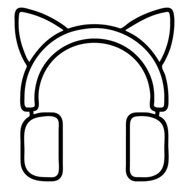 headphones with cat ears, minimalistic icon sticker