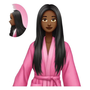 Long Black hair Pink victoria secret robe sticker