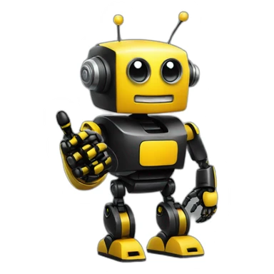 black and yellow robot giving the thumbs-up sticker