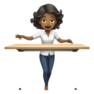 Woman flipping table sticker