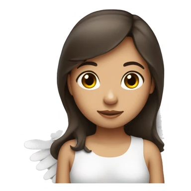 brunette girl with angel wings sticker