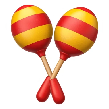 A pair of wooden maracas painted with bright red and yellow stripes.

 sticker