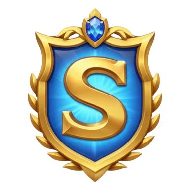 Create a custom emoji badge featuring a stylized, glossy letter “S”. Style it after the Challenger rank from League of Legends. Use gold & sapphire blue colors, radiant glow effects, and a majestic, high-prestige frame.
 sticker