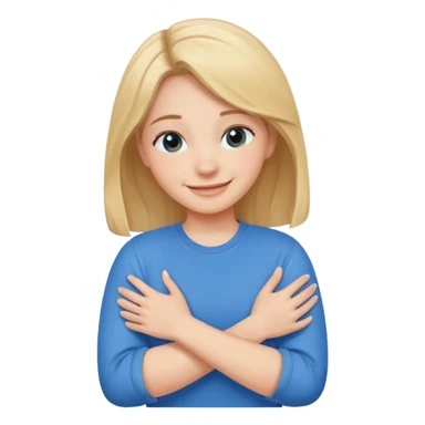 Girl smiling and hugging herself sticker