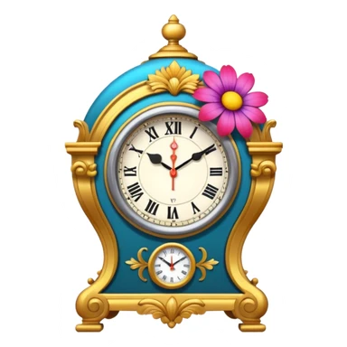 flower blooming next to a clock sticker