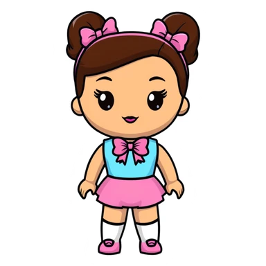 Bratz doll with brown hair and pink bow sticker