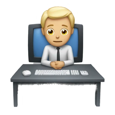 a guy thinking with a computer sticker