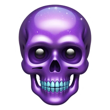 Glitter purple flat skull sticker