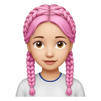 A light-skinned woman with small pink braids, brown eyes, and a gentle smile. sticker