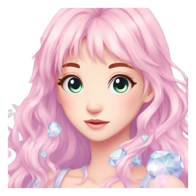 Gorgeous Beautiful Pretty Anime-Pastel-Girl with crystals aesthetic sticker