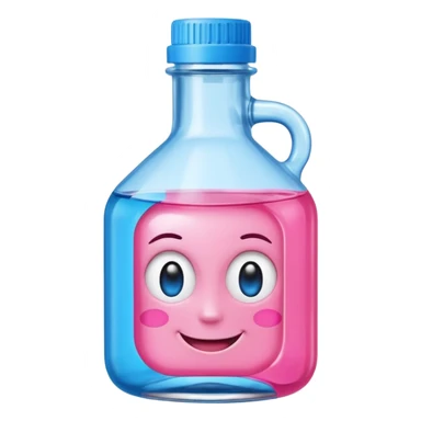Smiling winking oil bottle pink blue top  sticker