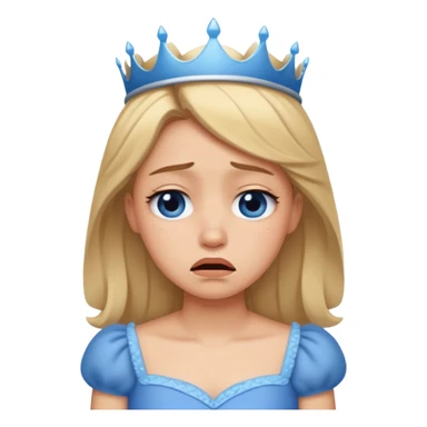 Sad princess in blue crying sticker