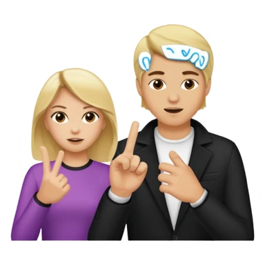 une fille blonde qui fait un doigt d'honneur a un mec brun parce qu'il vient de l'insulter sticker