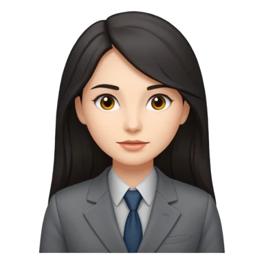 woman with dark long hair grey suit sticker