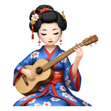 geisha play guitar sticker