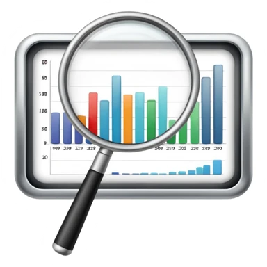 magnifying glass over a bar chart sticker